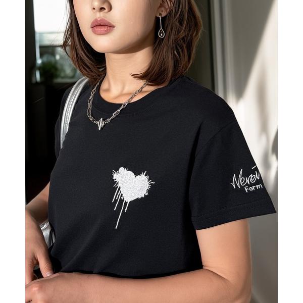 tシャツ メルトハート刺繍 コンパクトTシャツ レディース