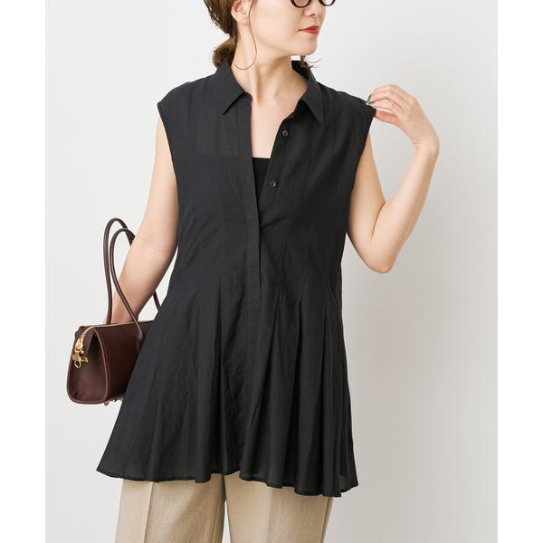 ブラウス シャツ 「手洗い可 / 」C/Rボイルタックノースリーブブラウス レディース