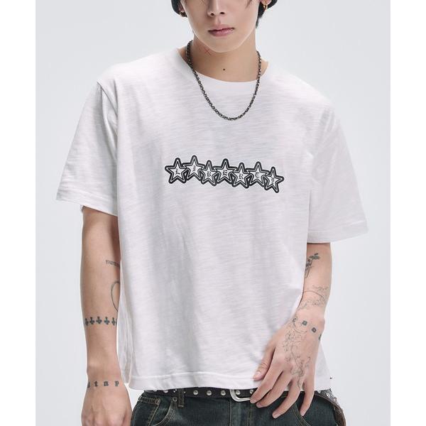 tシャツ グラフィックプリント半袖スラブTシャツ　ボーダー メンズ レディース