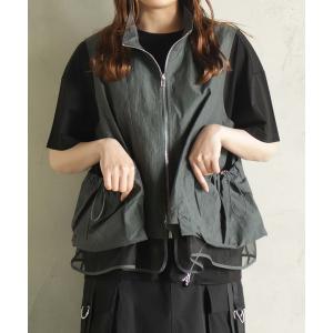 ベスト ジレ ギャザーポケベスト レディース