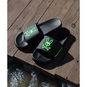 PRADA シャワーサンダル　三角ロゴ　エンボス　グリーン　28cm相当　メンズ Psycho Bunny（サイコバニー） サンダル エンボスネオンカラーロゴ