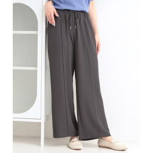 パンツ 「セットアップ可/ひんやり/UV/S-LL」さらさらぷるん イージーワイドパンツ レディース