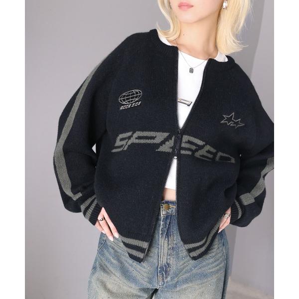 「Java」 ニットカーディガン LARGE ブラック レディース