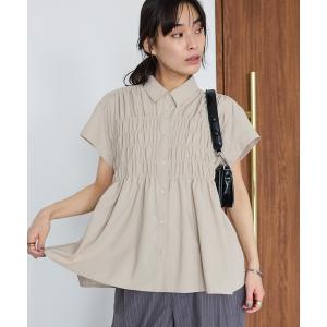 ブラウス シャツ 遮熱 シャーリングショートスリーブブラウス レディース