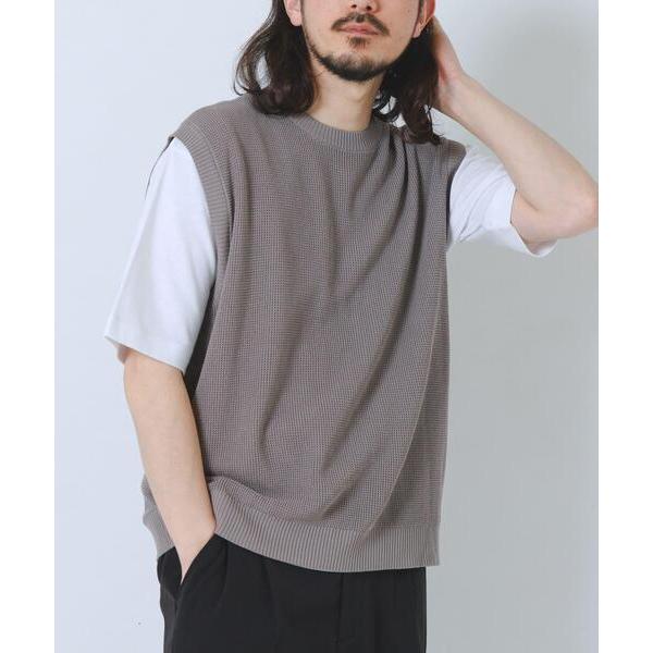 セーター ニット 「接触冷感/抗菌」高機能ニットベスト+5分袖Tシャツset(楽着シリーズ) メンズ