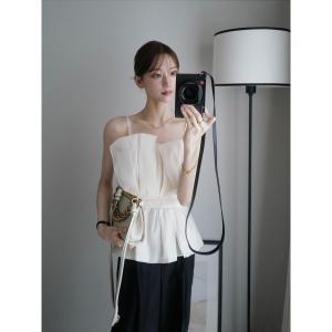 ブラウス シャツ チュールフリルビスチェ レディース