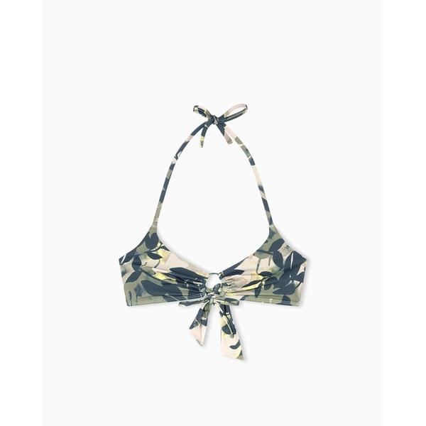 水着 「A|X アルマーニ エクスチェンジ」IA AXリーフプリント フロントリングビキニトップ レ...