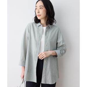 ブラウス シャツ ミニチェック柄ポケット付きシャツ レディース