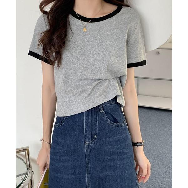 tシャツ シンプルリンガーミニTシャツ レディース