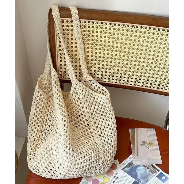 ショルダーバッグ バッグ かぎ編みカラーショルダーバッグ/カラバリ豊富/クロシェ編み レディース