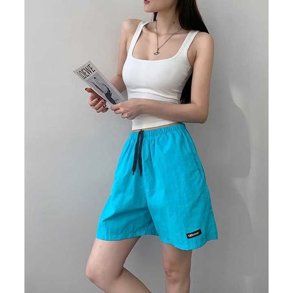 パンツ ナイロン風カラーショートパンツ レディース