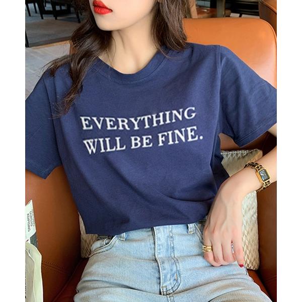 tシャツ シンプルロゴプリントTシャツ レディース