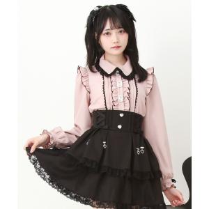 ブラウス シャツ キラキラビジューフリルリボンブラウス レディース