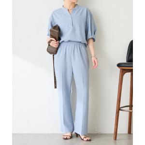 セットアップ オンオフどちらも使えるすっきり見え/スキッパーシャツセットアップ レディース