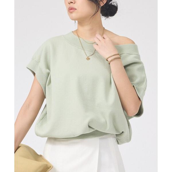 ニット セーター スレッド編裏毛風ニットプルオーバー/オフショルダー/ワンショルダー/夏服 レディー...