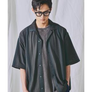 シャツ 半袖 グラデーション透かしシャツ メンズ
