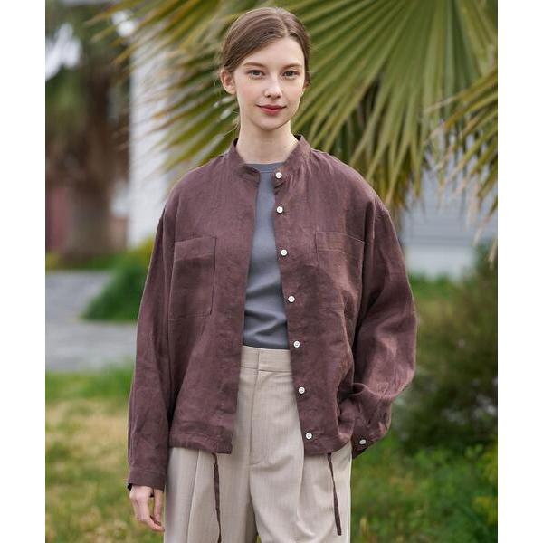 ブラウス シャツ 「ウォッシャブル/2WAY」ストライプリネン ドロストシャツ レディース