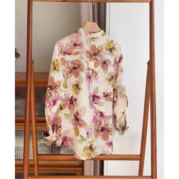 ブラウス シャツ フラワープリントシャツ レディース