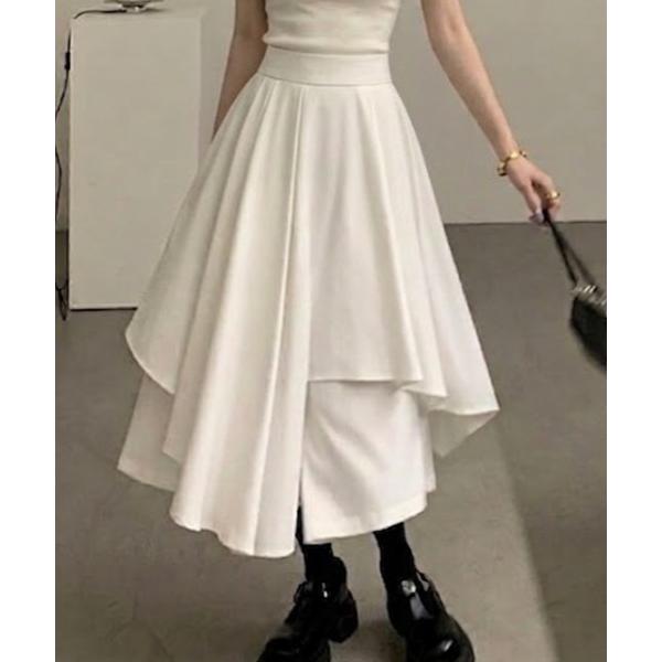 スカート アシンメトリー レイヤード ボリューム フレアスカート