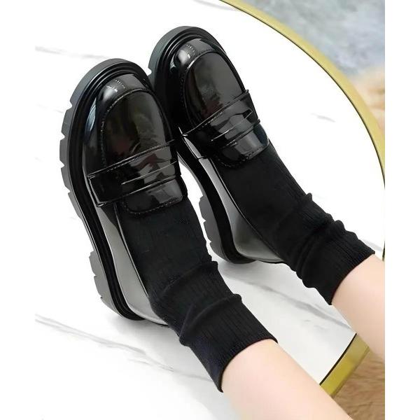 ローファー スクエアトゥ ボリュームソール ローファー レディース