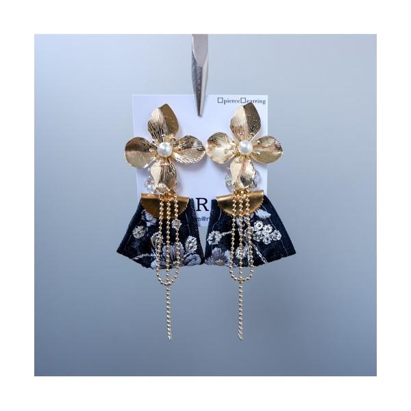 ピアス 「R」924　ゴールドフラワー×リボンタッセルピアス(MA) レディース