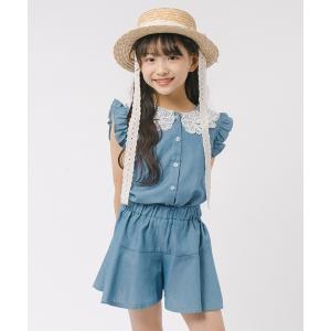 tシャツ フリルカラーデザイントップス＋フレアショートパンツ キッズ 子供服 女の子