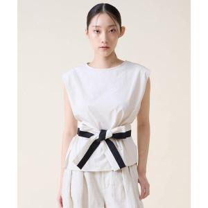 ブラウス シャツ リボンベルトブラウス レディース