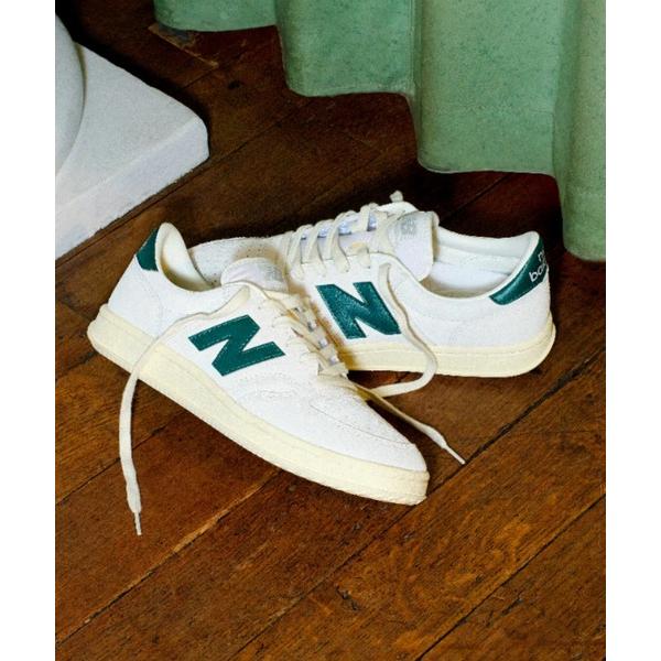 「New Balance」 ローカットスニーカー 24.5cm ホワイト×グリーン レディース