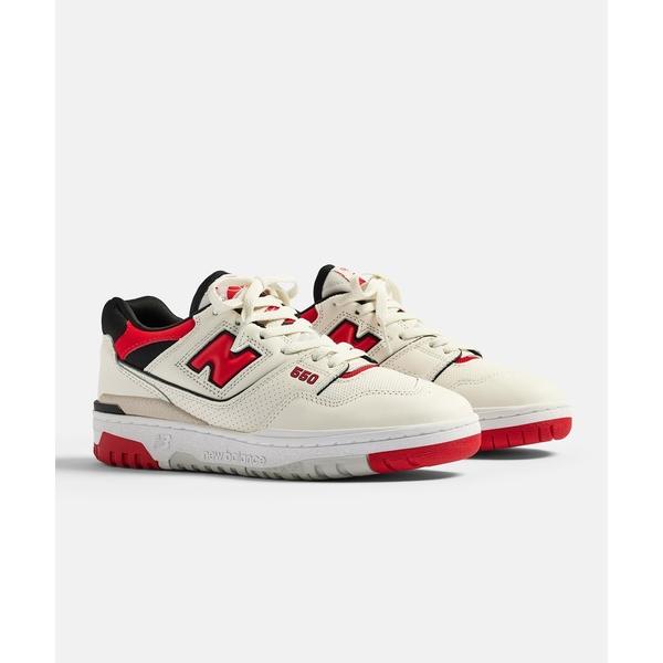 「New Balance」 ローカットスニーカー 24.5cm ホワイト×レッド メンズ