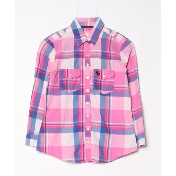 「Abercrombie&amp;Fitch」 チェック柄長袖シャツ X-SMALL ピンク レディース