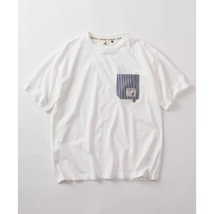 tシャツ 「76」「CAPTAIN STAG/キャプテンスタッグ」ピスネーム付 布帛ポケット クルーネック Tシャツ/ユニセックス/レディース/メンズ