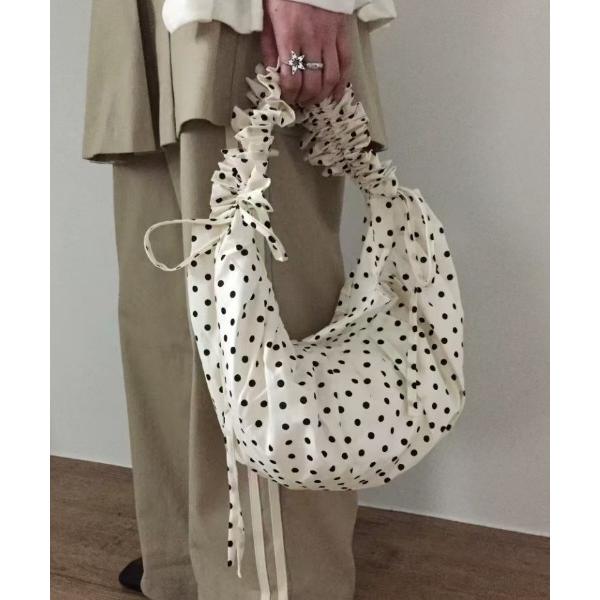 ショルダーバッグ バッグ ドット柄ギャザーショルダーバッグ レディース