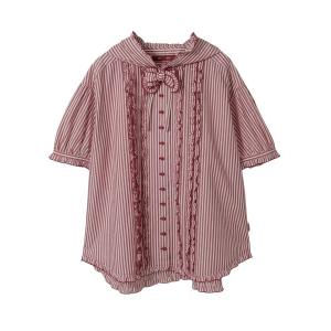 ブラウス シャツ ストライプフードブラウス レディース