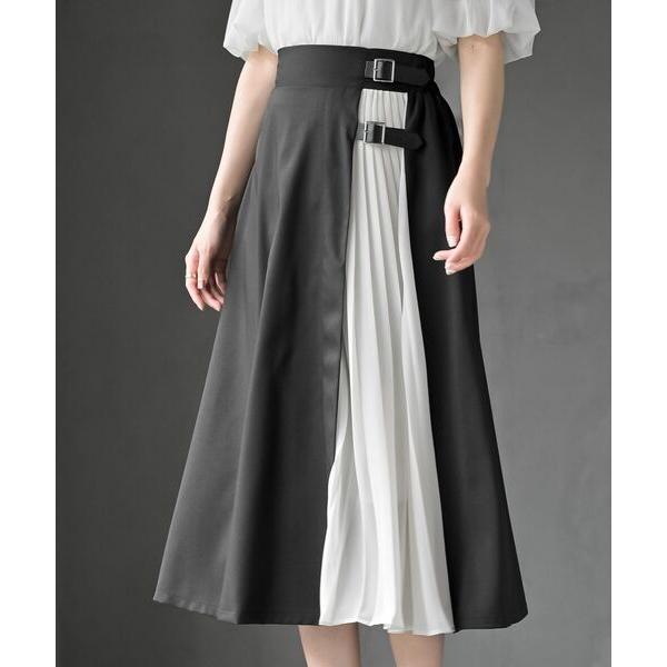 スカート シフォン切替ラップスカート