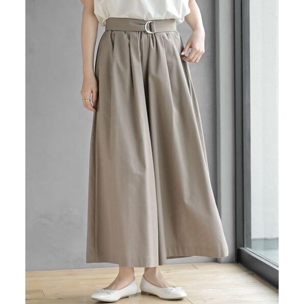 パンツ 麻混タックワイドパンツ レディース