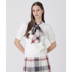 tシャツ アセテートコットンニットリボンプルオーバー レディース