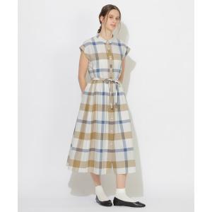 ワンピース クレストブリッジチェックフレンチスリーブワンピース