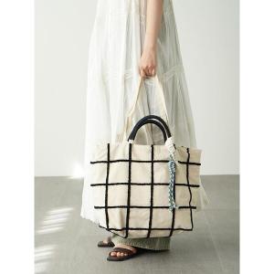 トートバッグ Loop embroidered check bag レディース