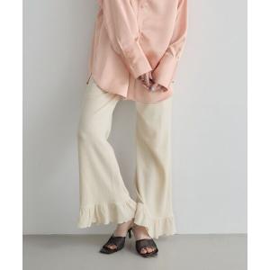 パンツ 裾フレアワッフルパンツ レディース