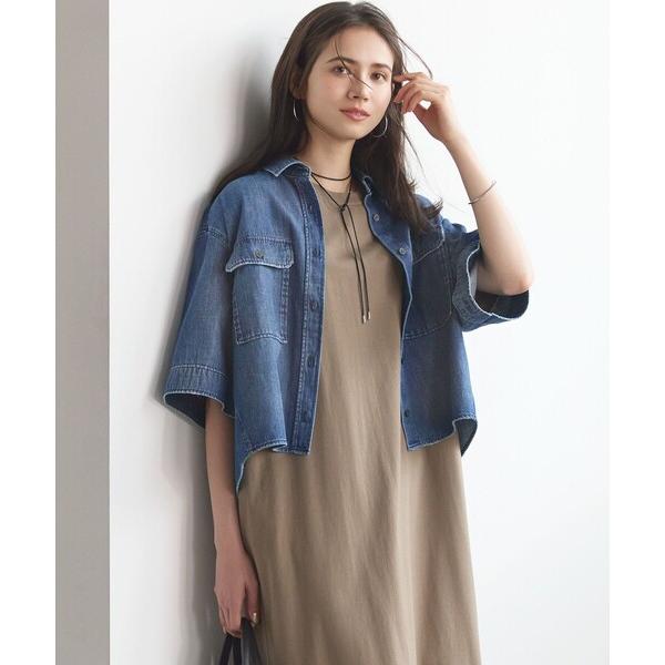 ブラウス シャツ LIGHT DENIM クロップド シャツ レディース