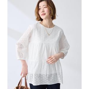 tシャツ レースティアードチュニックブラウス レディース
