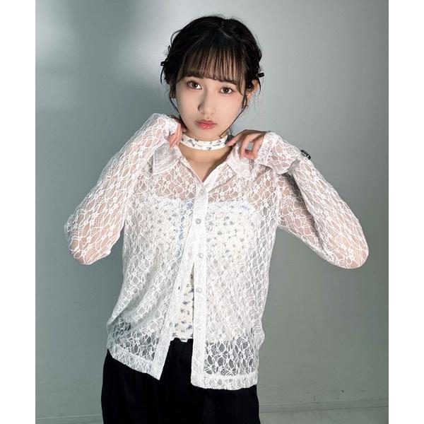 ブラウス シャツ レースデザイン すらり見えシャツ レディース