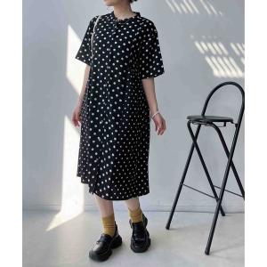 ワンピース ◯サイド切り替えミックス半袖ワンピース