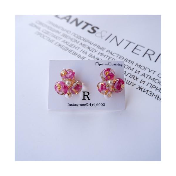 イヤリング 「R」1003e　レジンフラワーイヤリング(MA) レディース