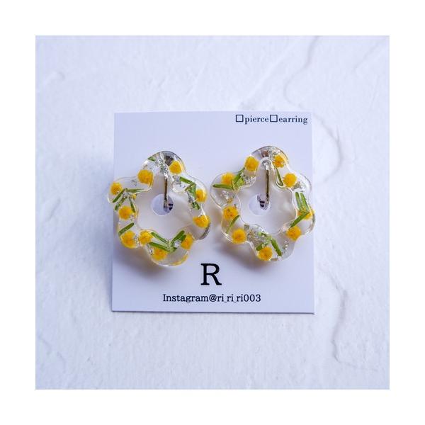 イヤリング 「R」1015e　銀箔とミモザのフラワーイヤリング(MA) レディース