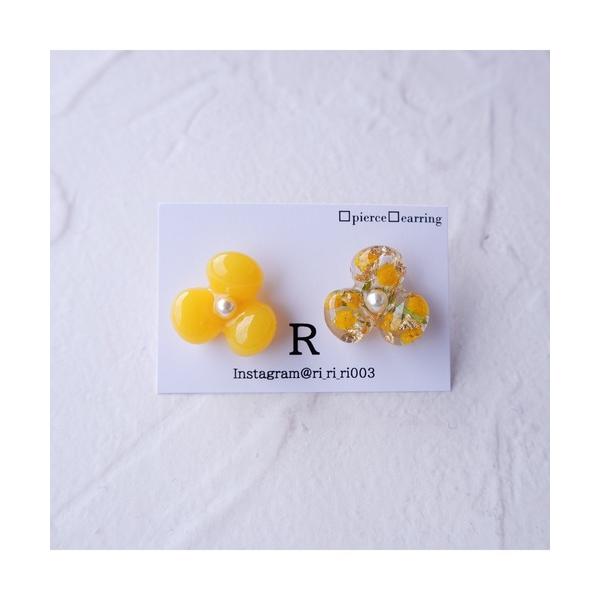 ピアス 「R」1019　小さなイエロー×ミモザフラワーピアス(MA) レディース