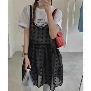 チュニック シアーフラワー刺繍 チュニック キャミミニワンピース