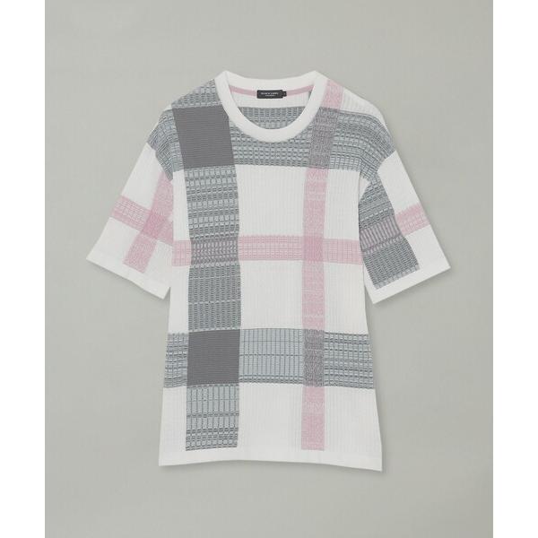 tシャツ 「予約販売」テクスチャーミックスクレストブリッジチェックニットTシャツ メンズ