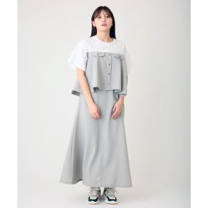 uvカット ワンピース 半袖 ピンストライプマキシデザインワンピース