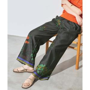 パンツ プリントローンボタニカルワイドパンツ レディース